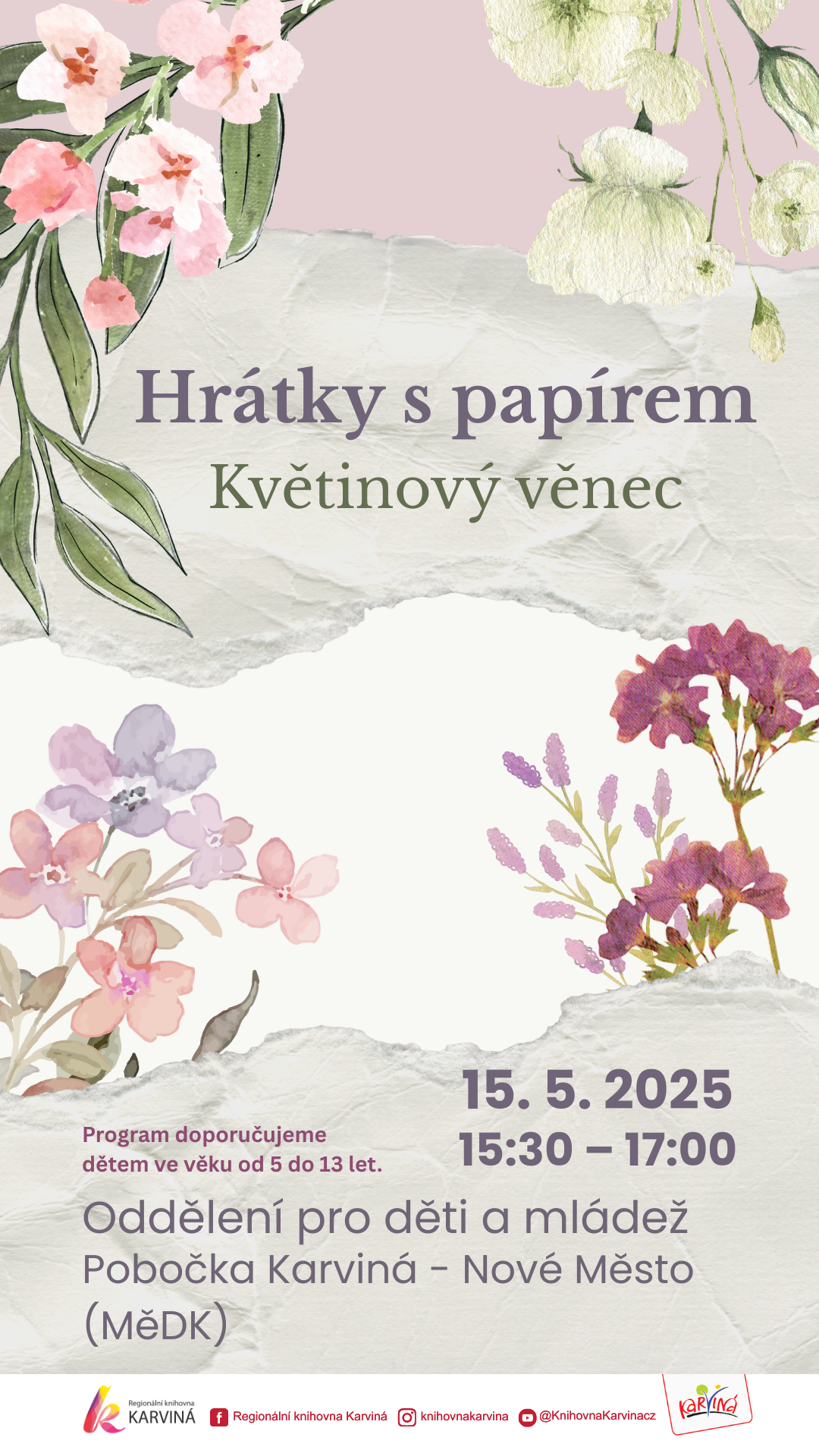 Knihomolická dílnička - Květinový věnec z papíru