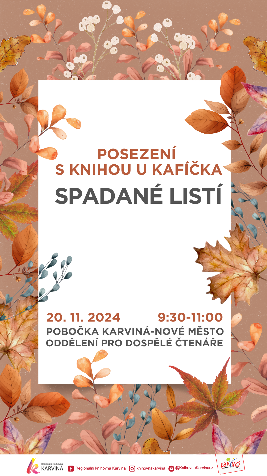 Posezení s knihou u kafíčka - Spadané listí